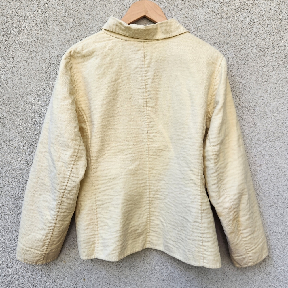 Eileen Fisher Jacket Women's Medium Yellow Double Breasted Crinkle Finish - Picture 5 of 10